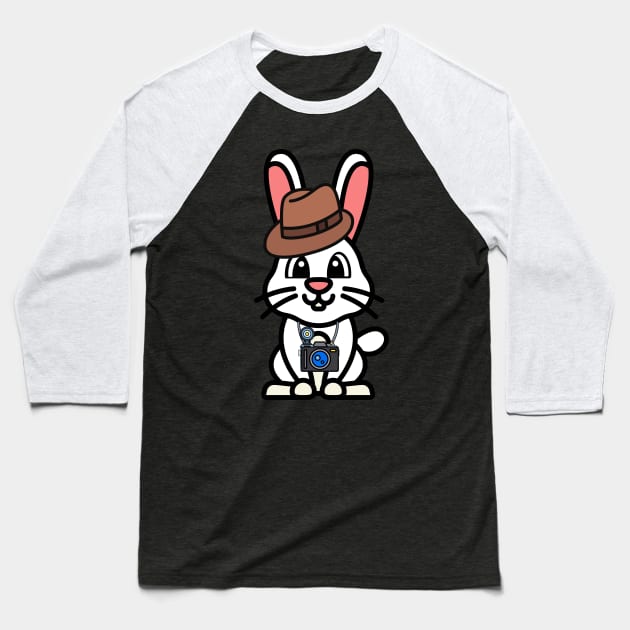 Funny bunny is holding a camera Baseball T-Shirt by Pet Station